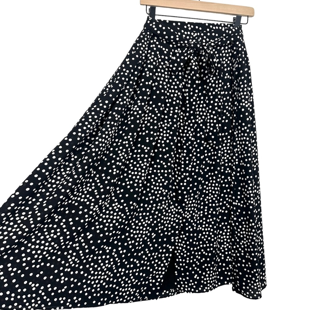 Talbots Dot Button Front Midi Skirt Size 10 Tie Waist Classic Office Career - Picture 4 of 8